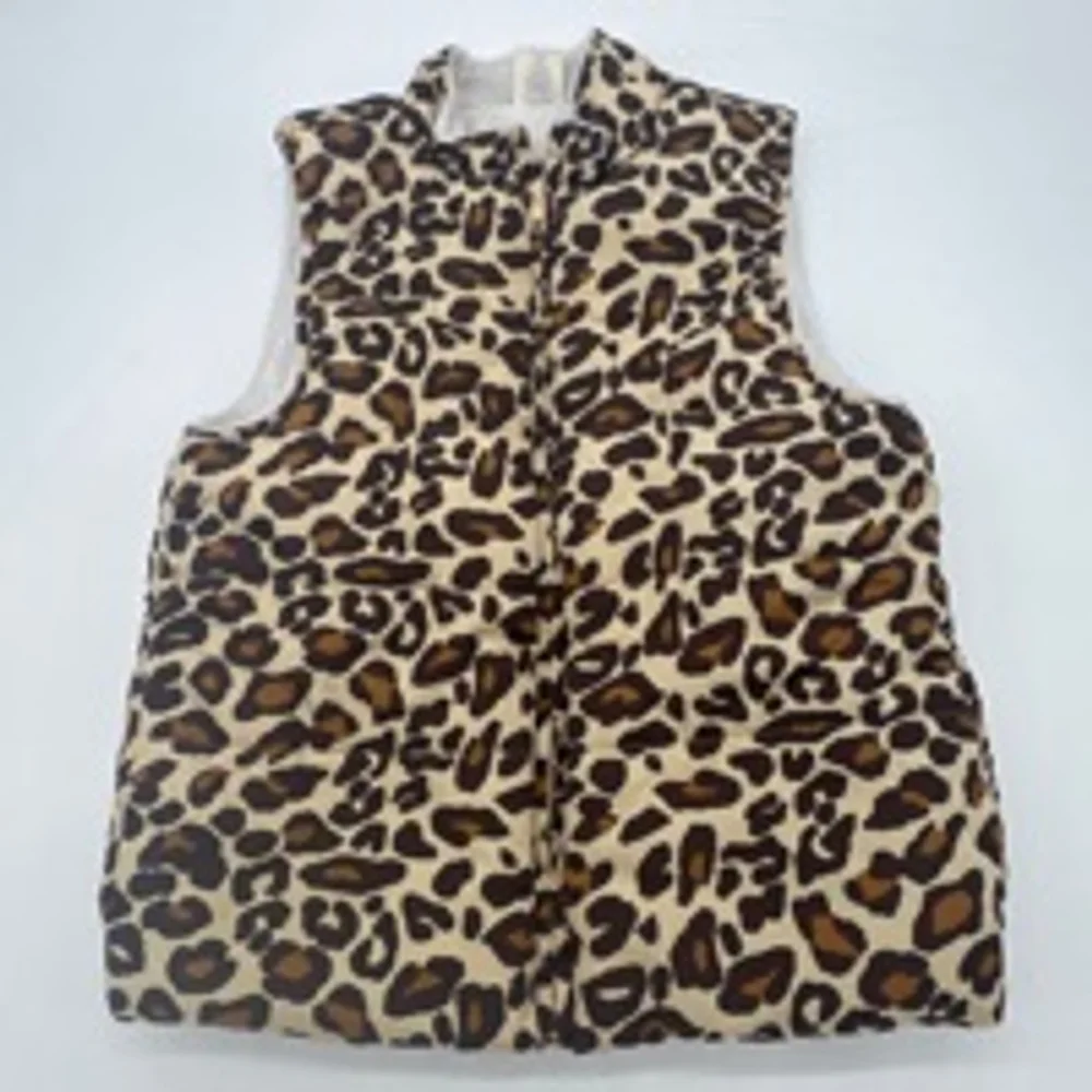 Girls GYMBOREE Vest Size S (5-6) Beige Brown Leopard Print